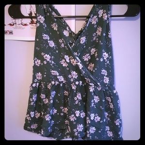 Hunter green floral tank top